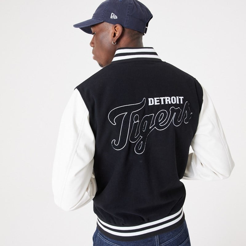 Black New Era Detriot Tigers MLB Wordmark Varsity Jacket | LAYI62581