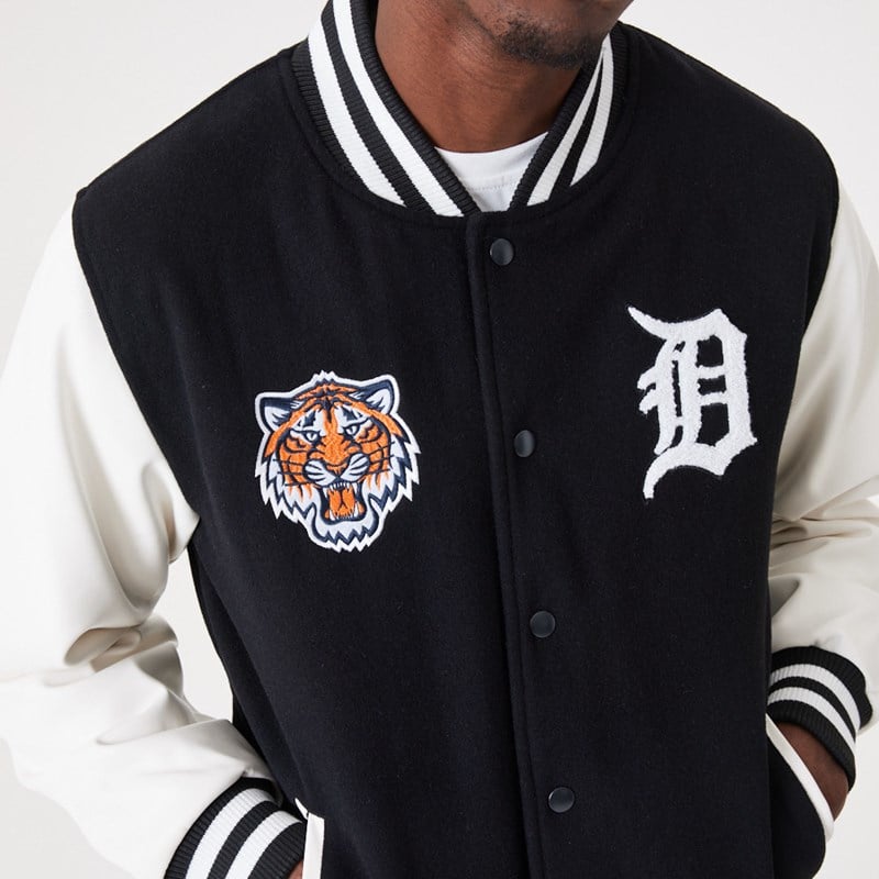 Black New Era Detriot Tigers MLB Wordmark Varsity Jacket | LAYI62581