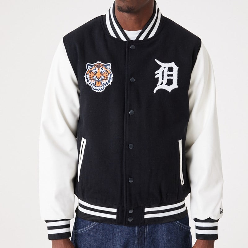 Black New Era Detriot Tigers MLB Wordmark Varsity Jacket | LAYI62581