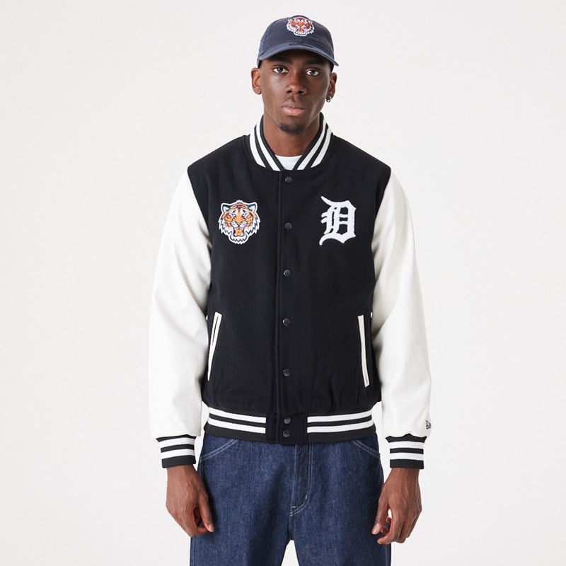 Black New Era Detriot Tigers MLB Wordmark Varsity Jacket | LAYI62581