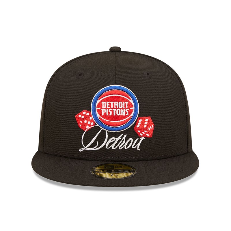 Black New Era Detroit Pistons Roller Fitted Cap 59fifty | ZTAN65327