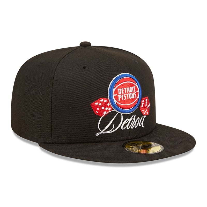 Black New Era Detroit Pistons Roller Fitted Cap 59fifty | ZTAN65327