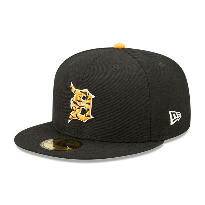 Black New Era Detroit Tigers Tiger Fill Fitted Cap 59fifty | DFVU19372