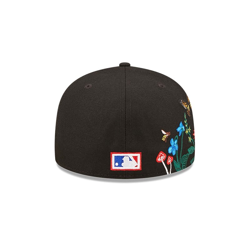 Black New Era Florida Marlins MLB Blooming Fitted Cap 59fifty | DXWZ68273