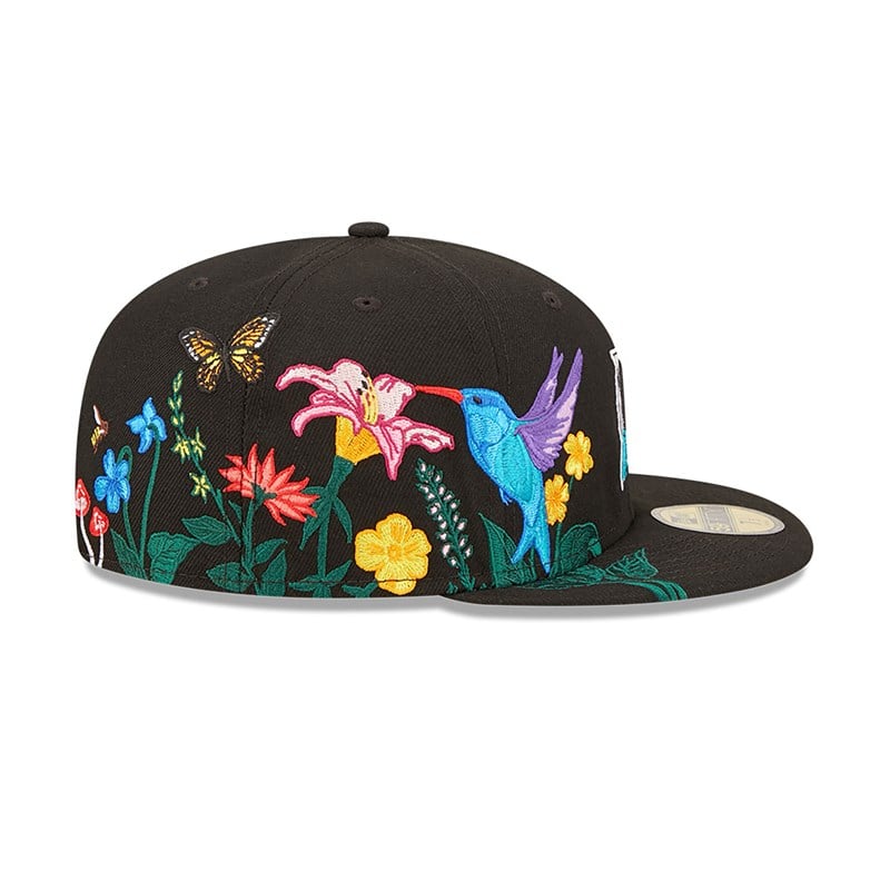 Black New Era Florida Marlins MLB Blooming Fitted Cap 59fifty | DXWZ68273