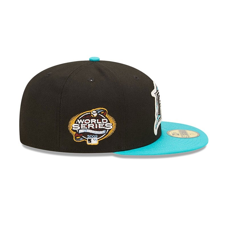 Black New Era Florida Marlins Ne Letterman Fitted Cap 59fifty | YWEJ37694