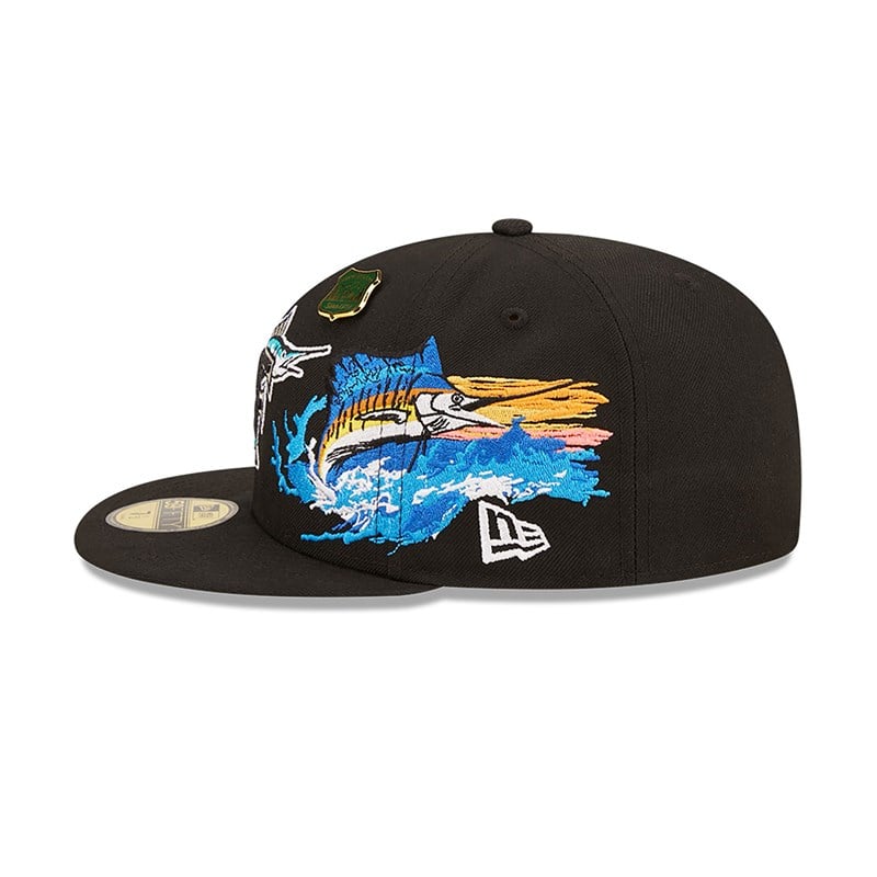 Black New Era Florida Marlins State Park Fitted Cap 59fifty | IBHN01235