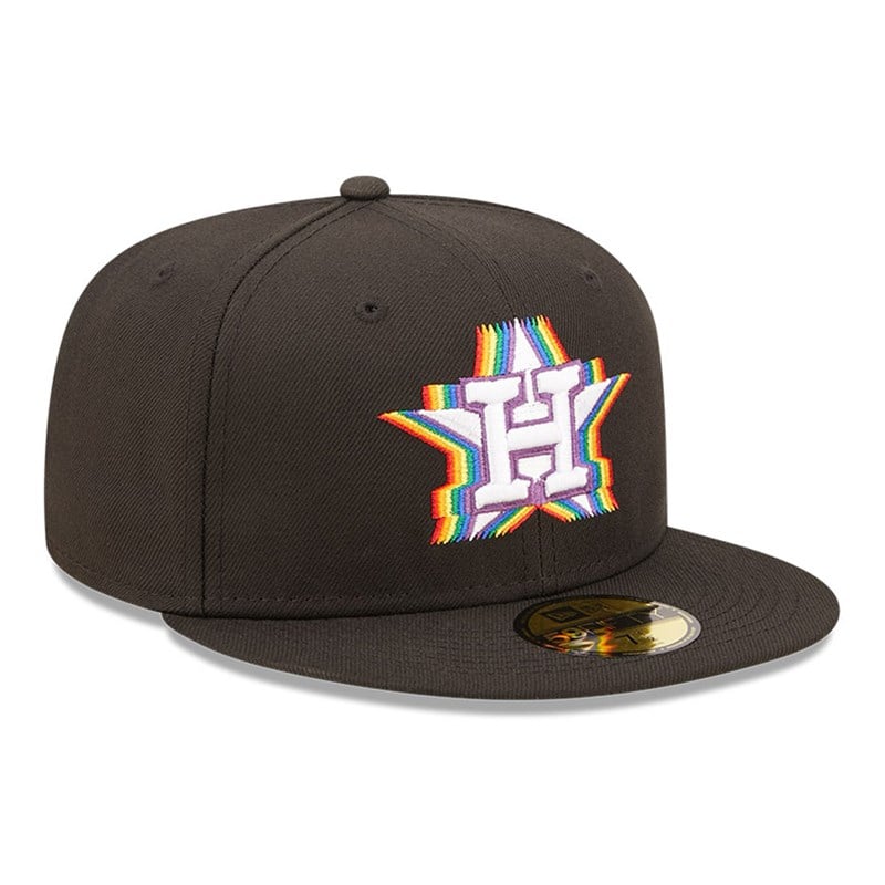 Black New Era Houston Astros MLB Prismatic Fitted Cap 59fifty | YFZT42791