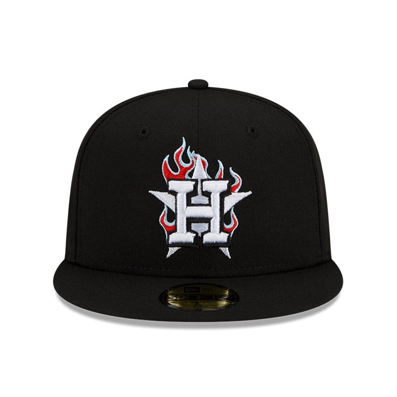 Black New Era Houston Astros MLB Team Fire Fitted Cap 59fifty | VUGS96450