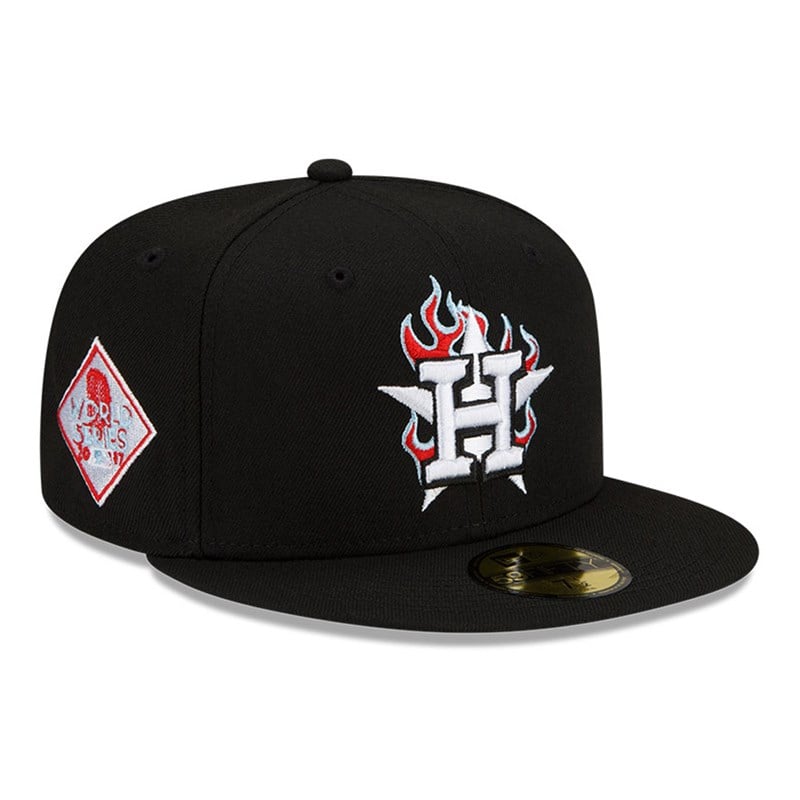 Black New Era Houston Astros MLB Team Fire Fitted Cap 59fifty | VUGS96450