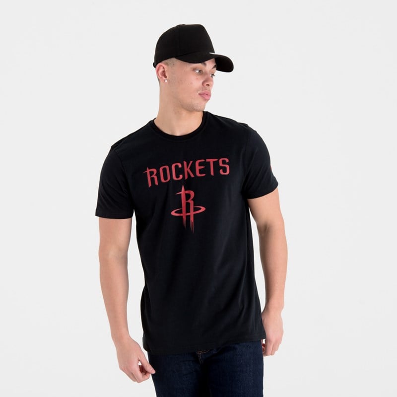 Black New Era Houston Rockets NBA Team Logo T-Shirt | AMXD37052