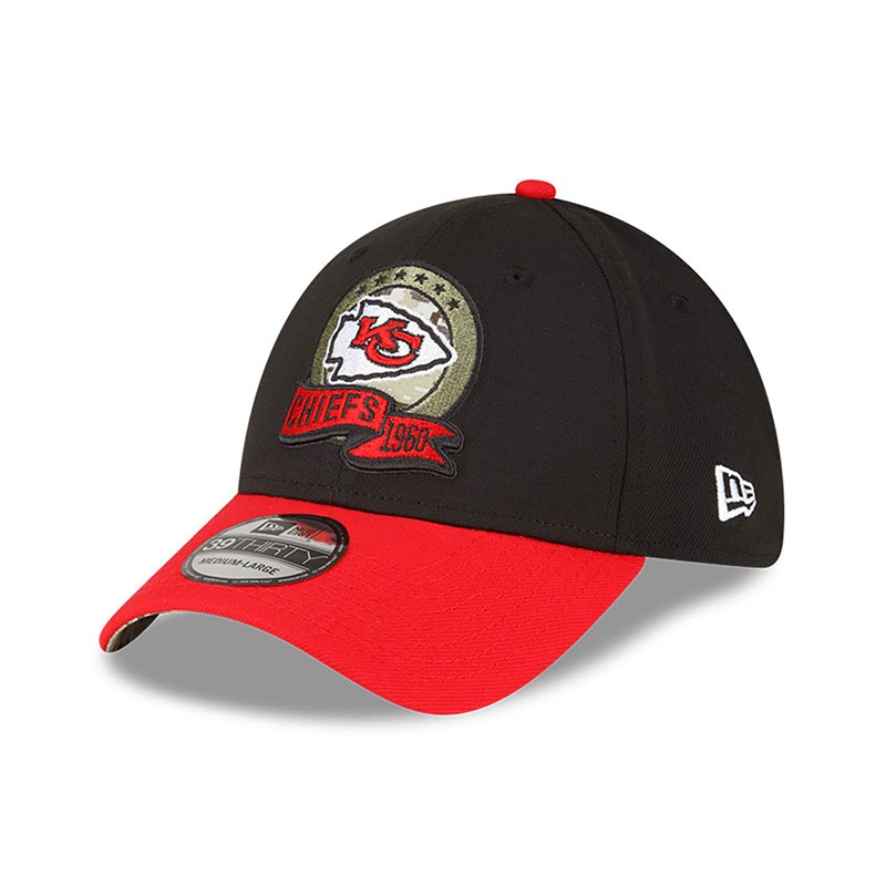 Black New Era Kansas City Chiefs NFL Salute To Service Stretch Fit Cap 39thirty | ILXK86501