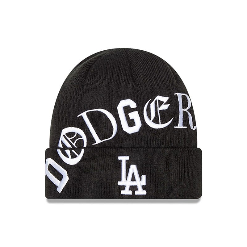 Black New Era La Dodgers Blackletter Knit | NQXJ57860