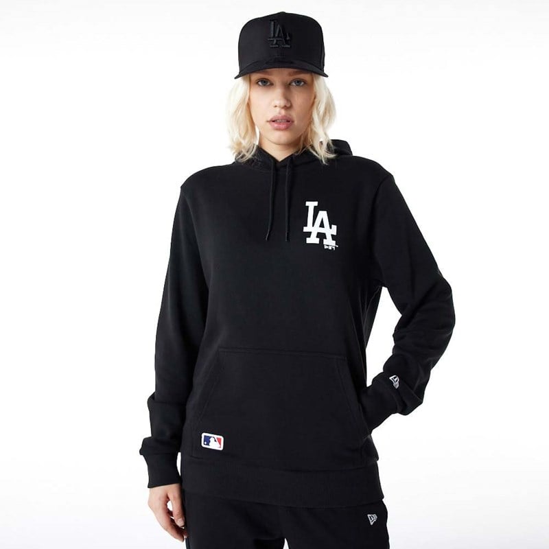 Black New Era La Dodgers Essentials Hoodie | XEFC75086