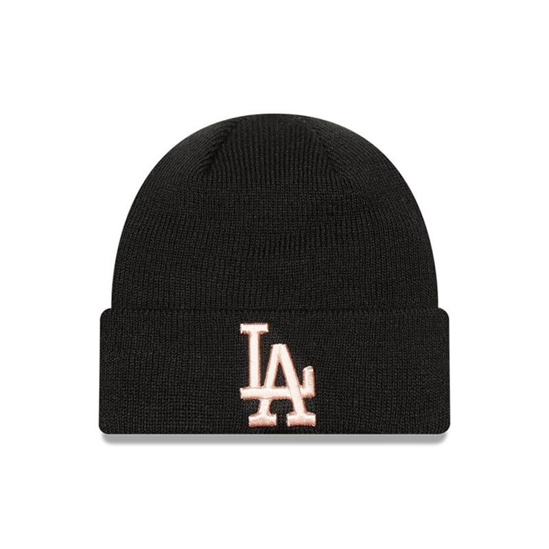 Black New Era La Dodgers League Essential Infant Beanie Hat Knit | LKZA78496