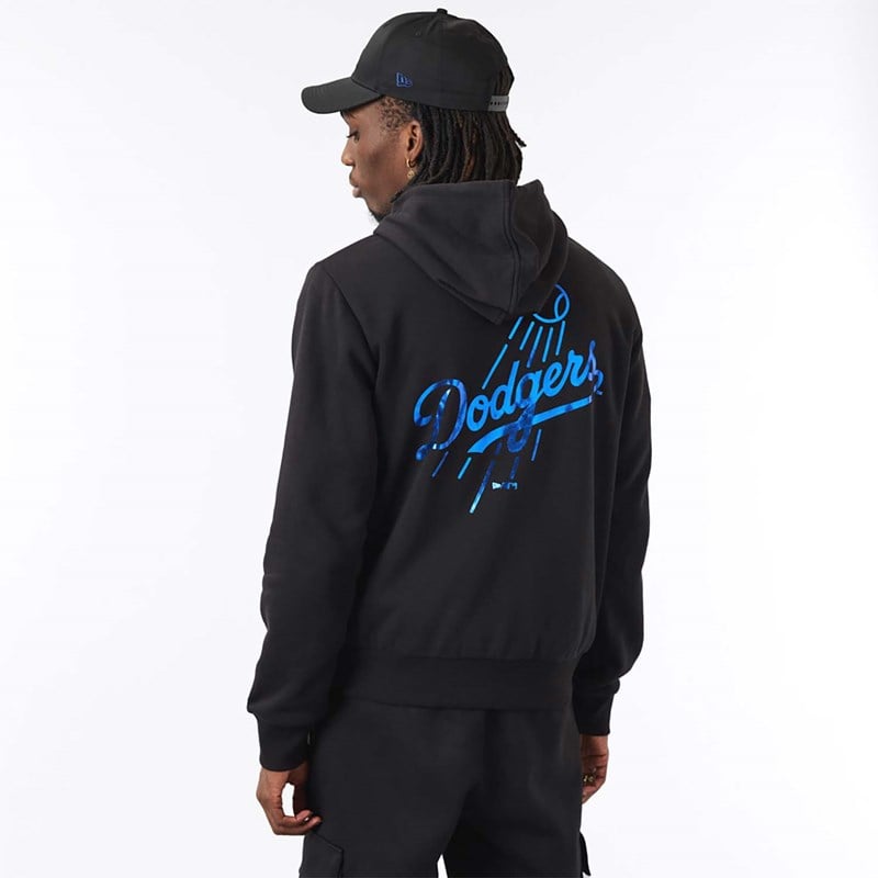 Black New Era La Dodgers MLB Foil Hoodie | TMEW15984