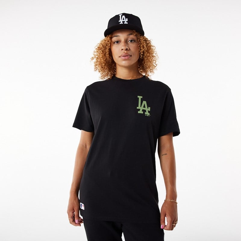 Black New Era La Dodgers MLB League Essential T-Shirt | GQZH73965