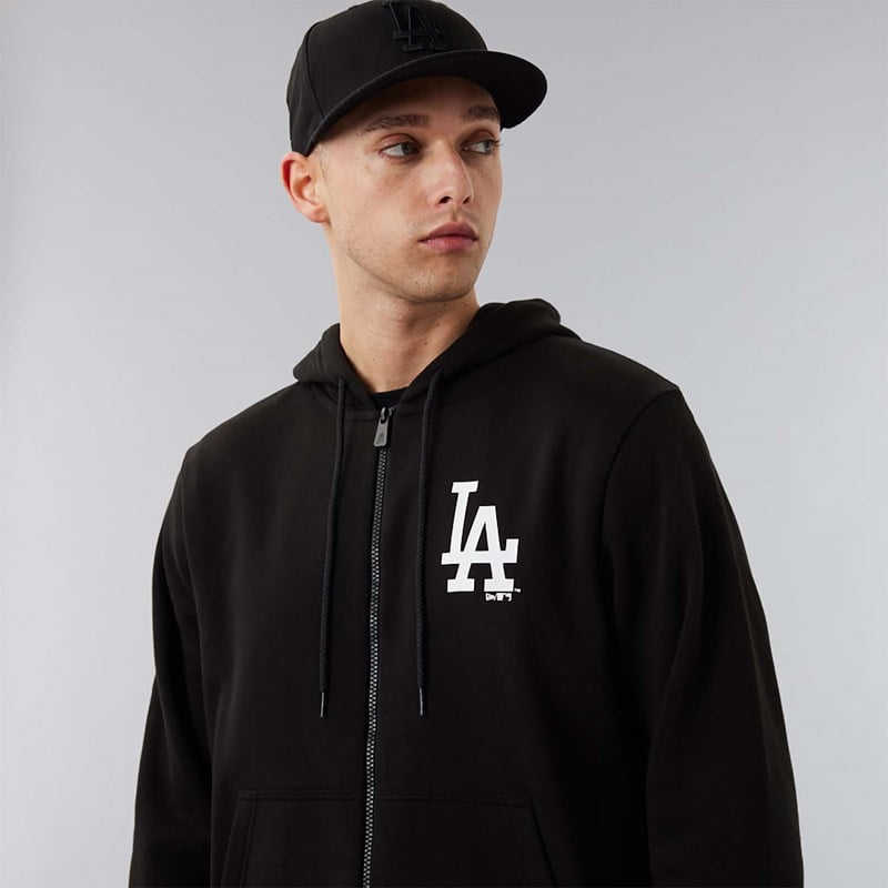 Black New Era La Dodgers MLB League Essential Zip Hoodie | OGBL78461