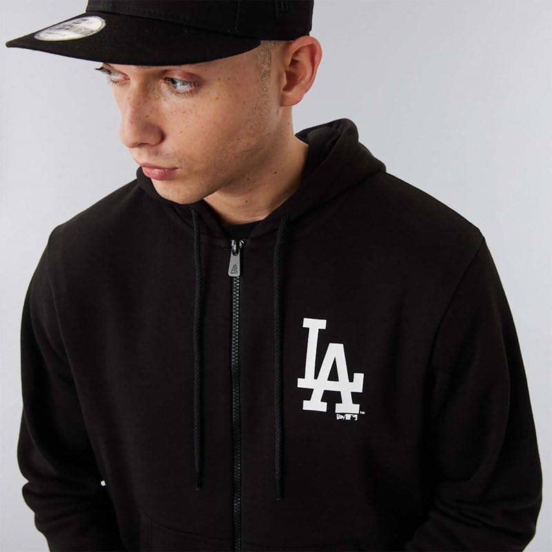 Black New Era La Dodgers MLB League Essential Zip Hoodie | OGBL78461