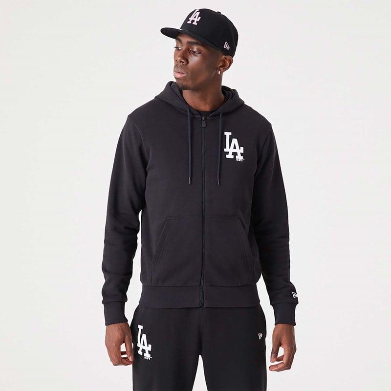 Black New Era La Dodgers MLB League Essential Zip Hoodie | OGBL78461