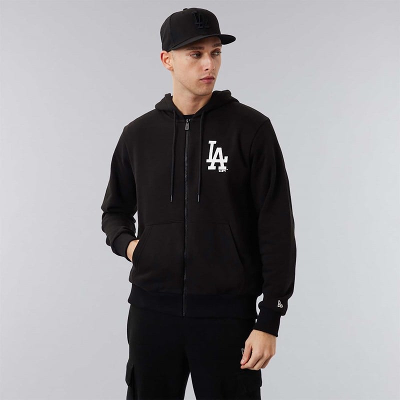 Black New Era La Dodgers MLB League Essential Zip Hoodie | OGBL78461