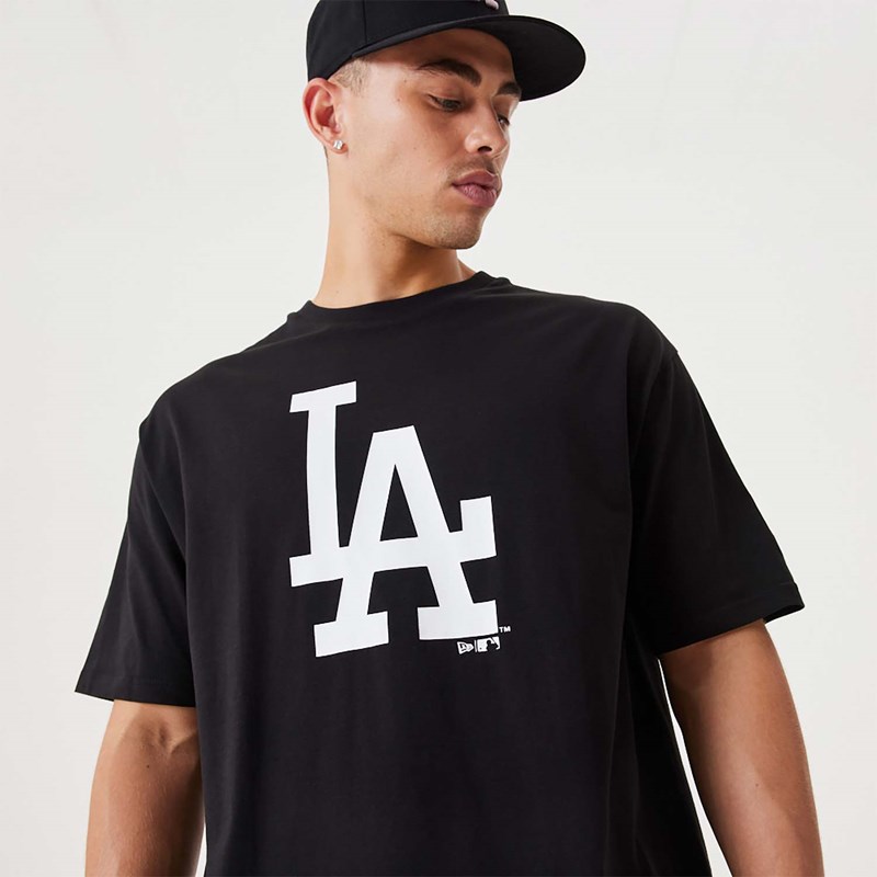 Black New Era La Dodgers MLB League Essential Oversized T-Shirt | QHAZ41892