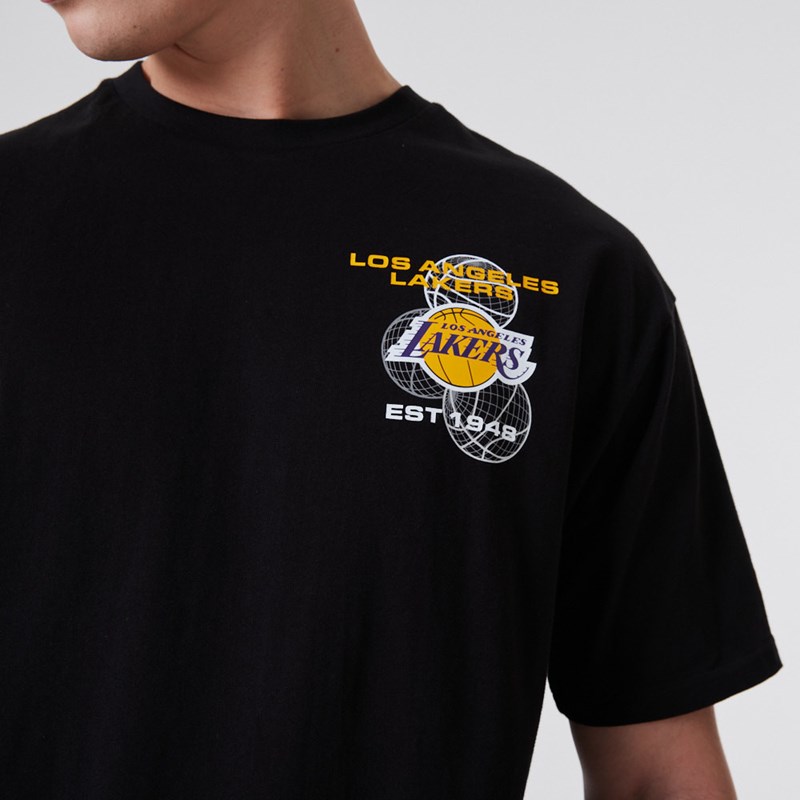 Black New Era La Lakers Basketball Graphic T-Shirt | FMBR71805