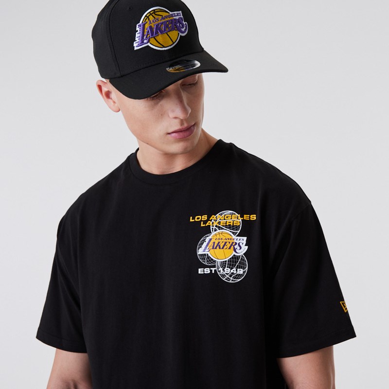 Black New Era La Lakers Basketball Graphic T-Shirt | FMBR71805