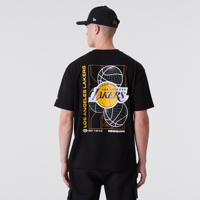 Black New Era La Lakers Basketball Graphic T-Shirt | FMBR71805