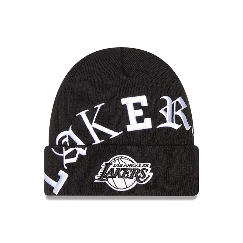 Black New Era La Lakers Blackletter Knit | NUEQ67540