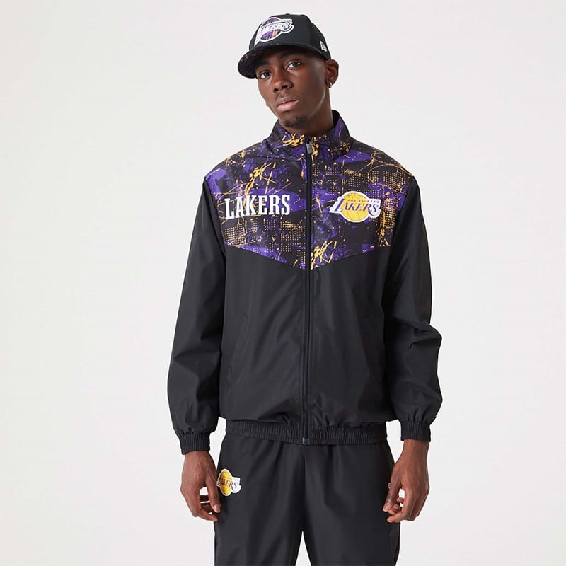 Black New Era La Lakers NBA All Over Print Track Jacket | LBKS52069