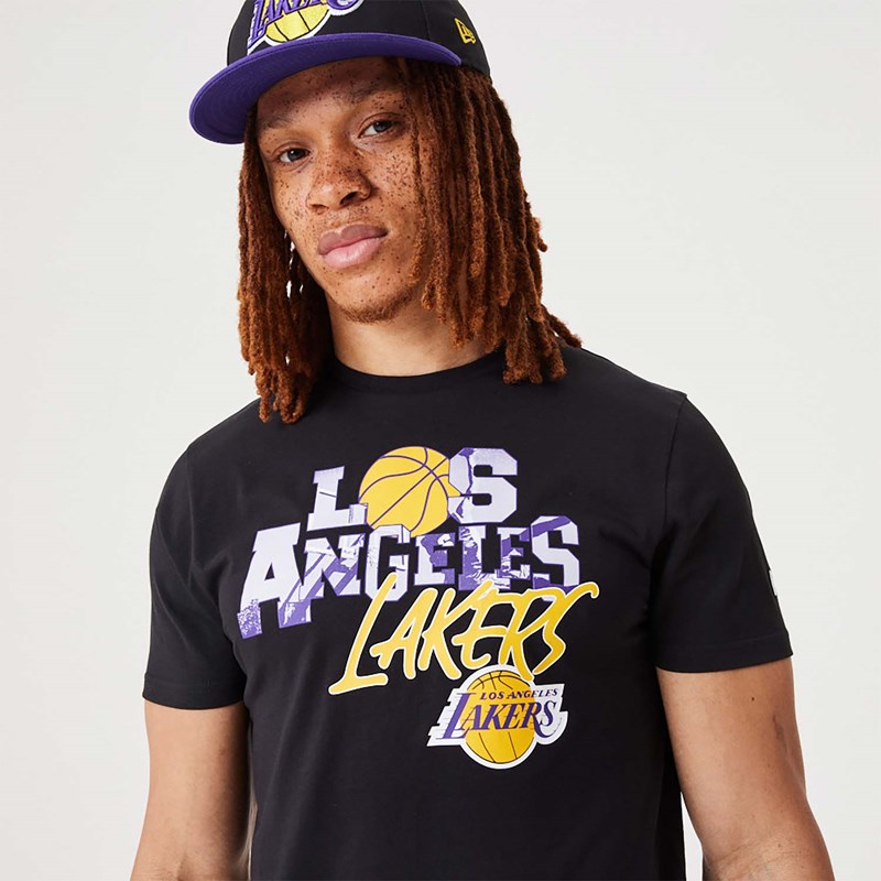 Black New Era La Lakers NBA Infill Graphic T-Shirt | RCJL38594