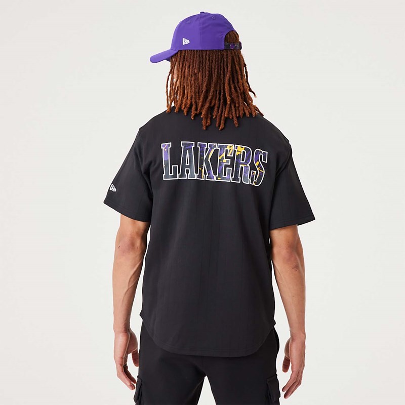 Black New Era La Lakers NBA Infill Team Logo Jersey T-Shirt | WHTE74806