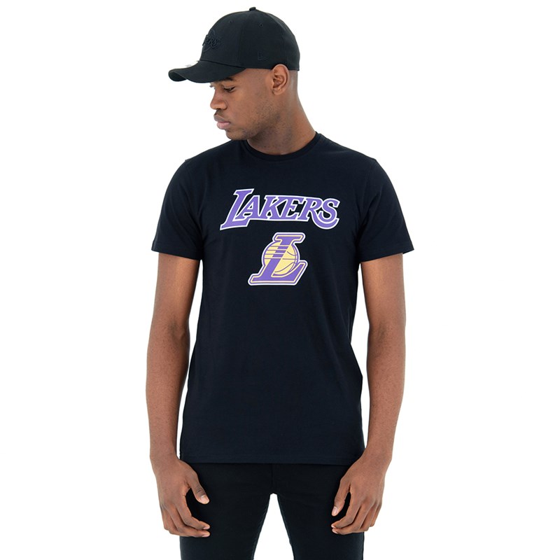 Black New Era La Lakers NBA Logo T-Shirt | YWKP06375