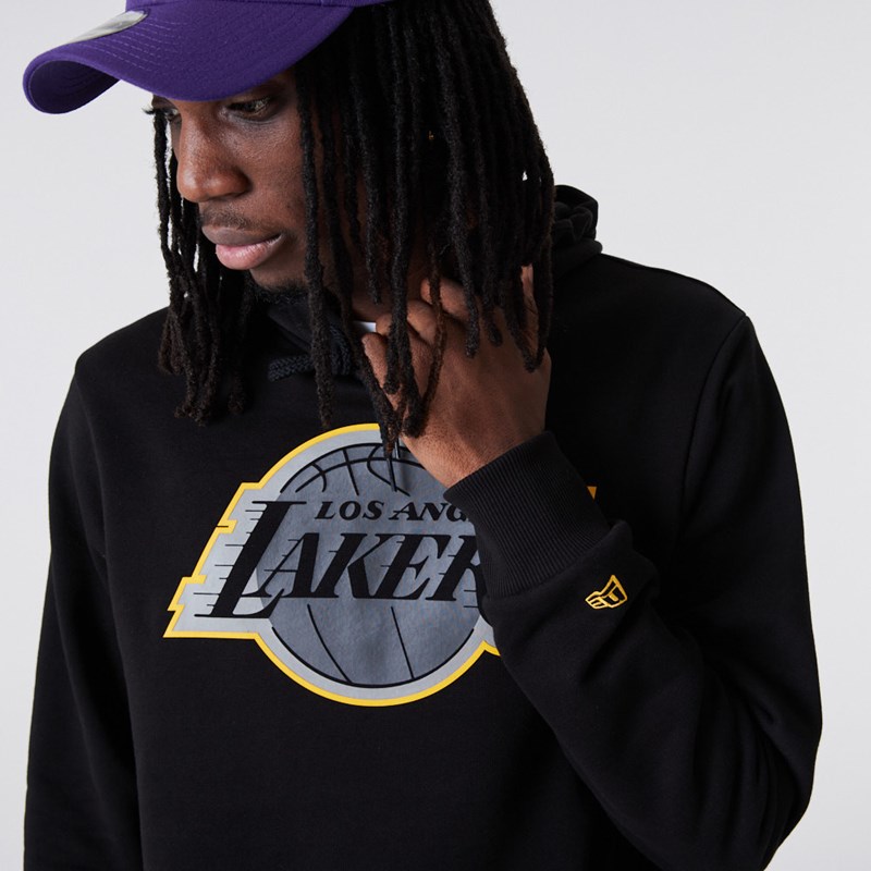 Black New Era La Lakers NBA Outline Logo Hoodie | CTGF57302