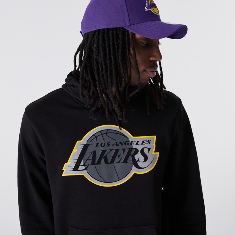 Black New Era La Lakers NBA Outline Logo Hoodie | CTGF57302