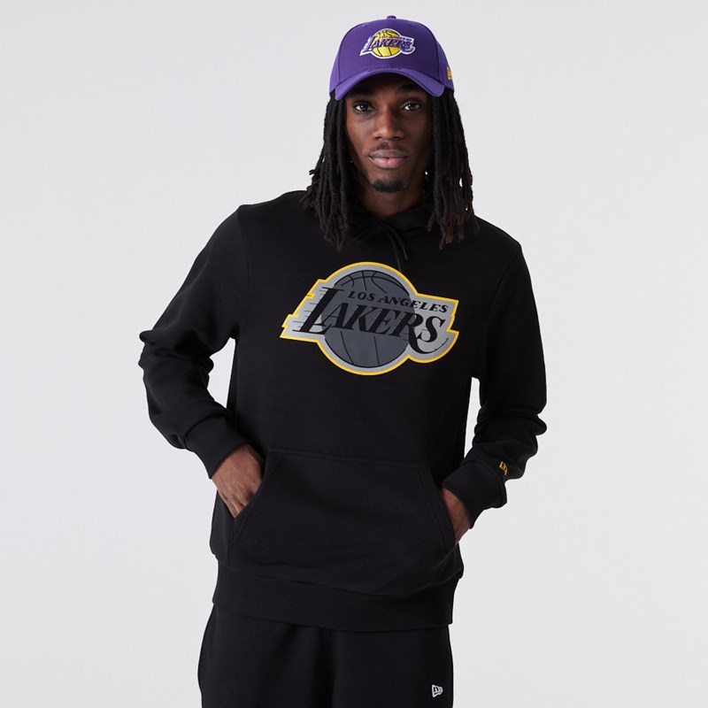 Black New Era La Lakers NBA Outline Logo Hoodie | CTGF57302