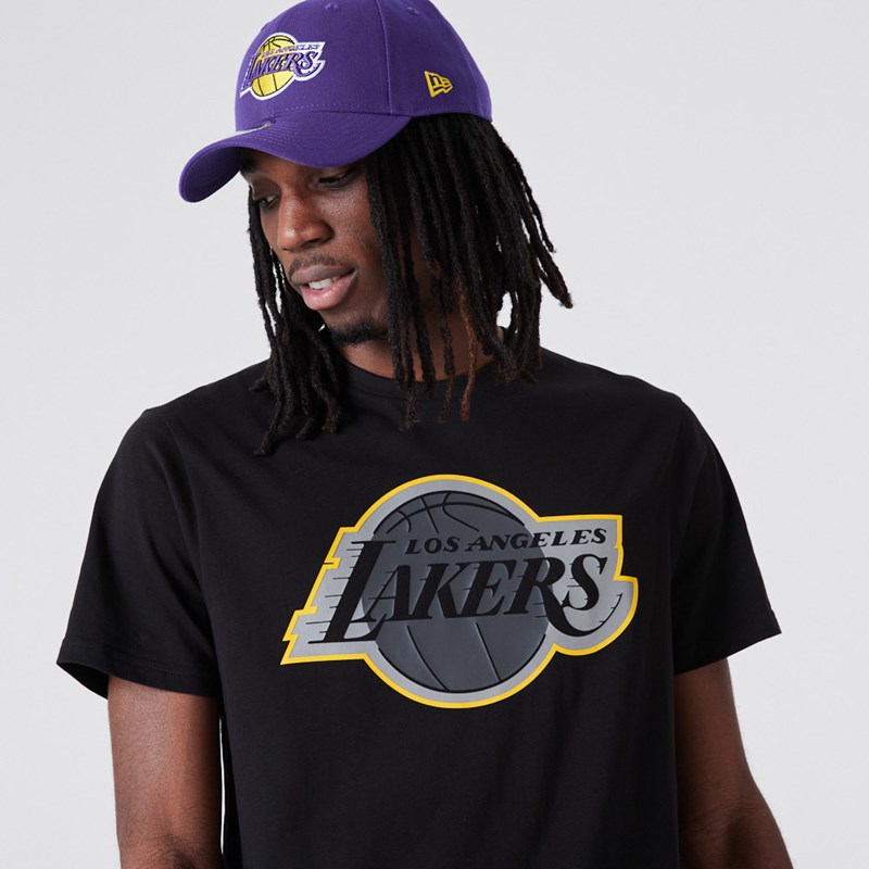 Black New Era La Lakers NBA Outline Logo T-Shirt | UXCH24670