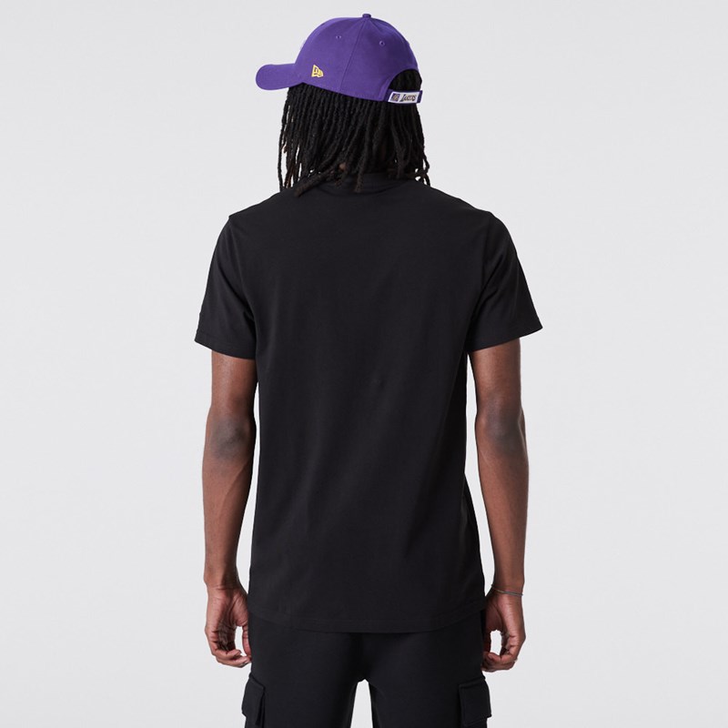 Black New Era La Lakers NBA Outline Logo T-Shirt | UXCH24670