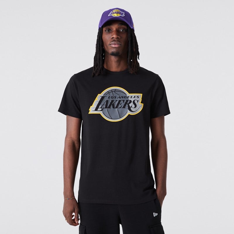 Black New Era La Lakers NBA Outline Logo T-Shirt | UXCH24670