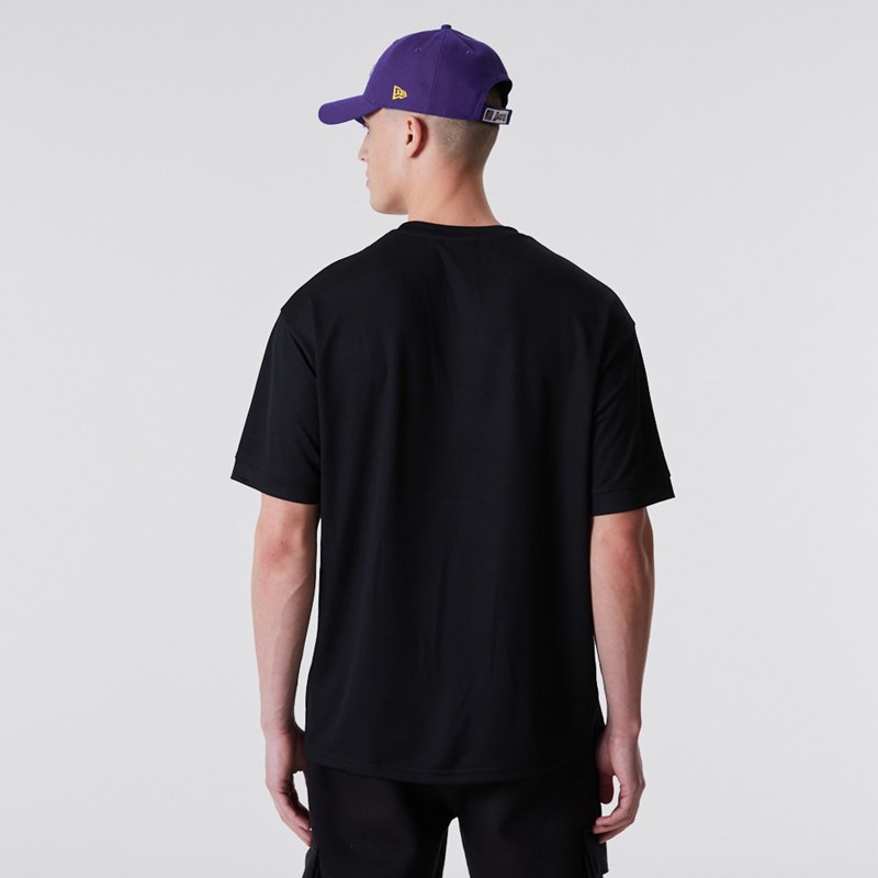 Black New Era La Lakers NBA Outline Mesh T-Shirt | KUFZ56832