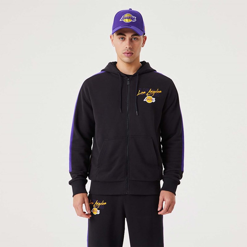 Black New Era La Lakers NBA Script Full-zip Hoodie | XHFG30416