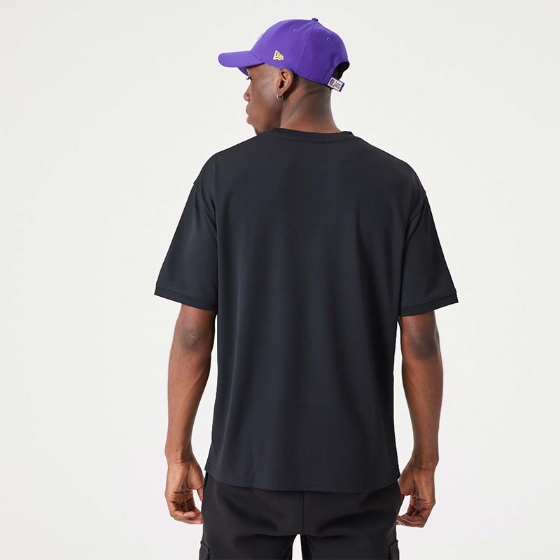 Black New Era La Lakers NBA Script Oversized T-Shirt | NDQT62948