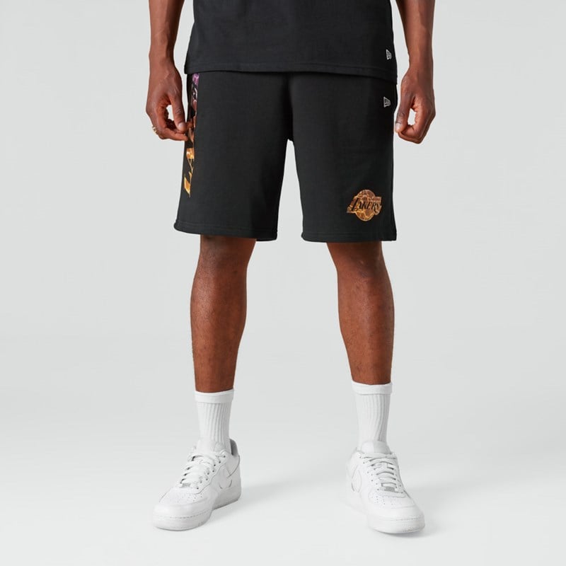 Black New Era La Lakers NBA Team Colour Water Print Shorts | YKUB20935