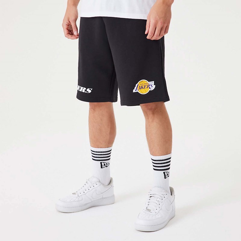 Black New Era La Lakers NBA Wordmark Oversized Shorts | HXPQ19642