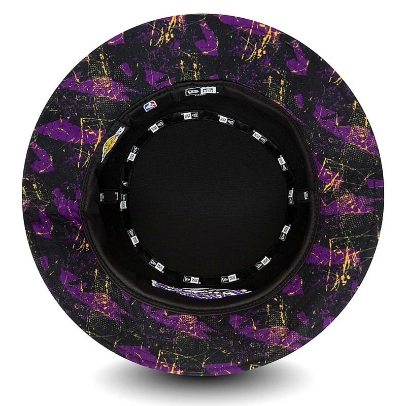 Black New Era La Lakers Print Infill Bucket | QZUM89352