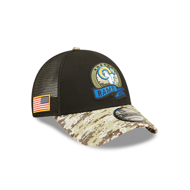 Black New Era La Rams NFL Salute To Service Cap Trucker | LRUA79106