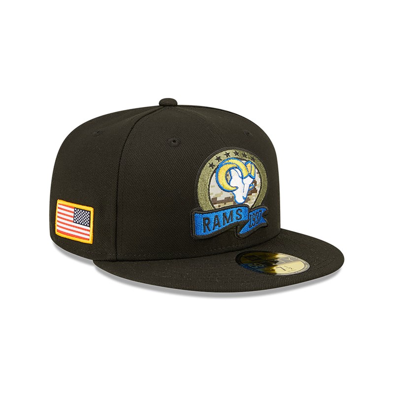 Black New Era La Rams NFL Salute To Service Fitted Cap 59fifty | XFGO12584