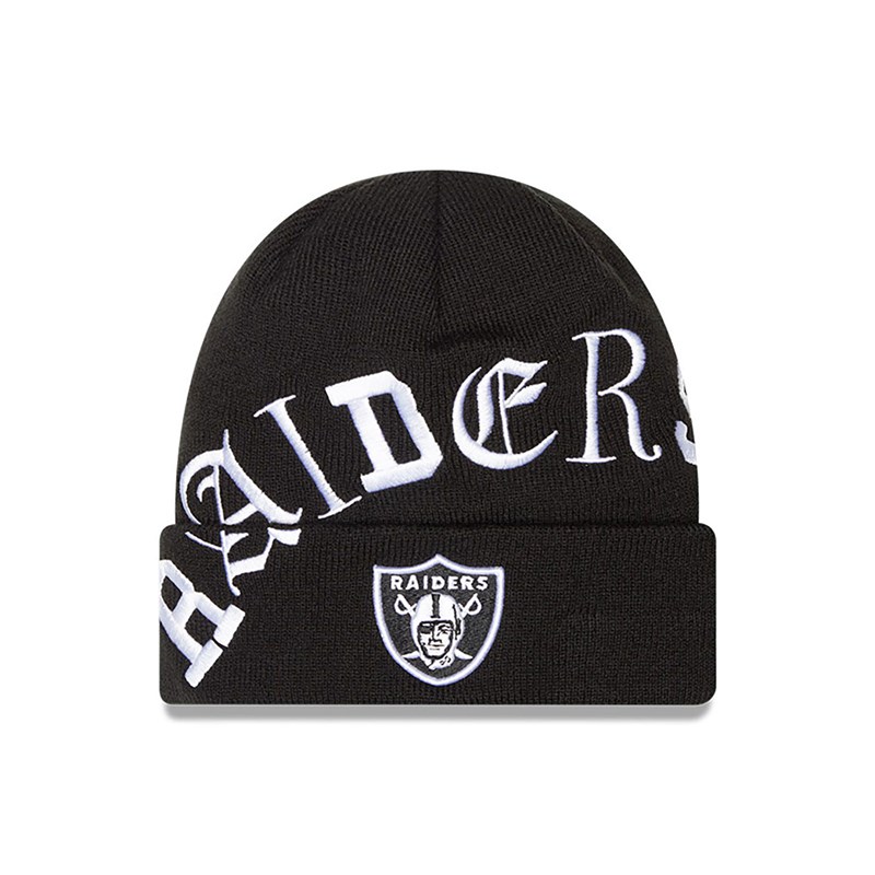 Black New Era Las Vegas Raiders Blackletter Knit | CPGR82631