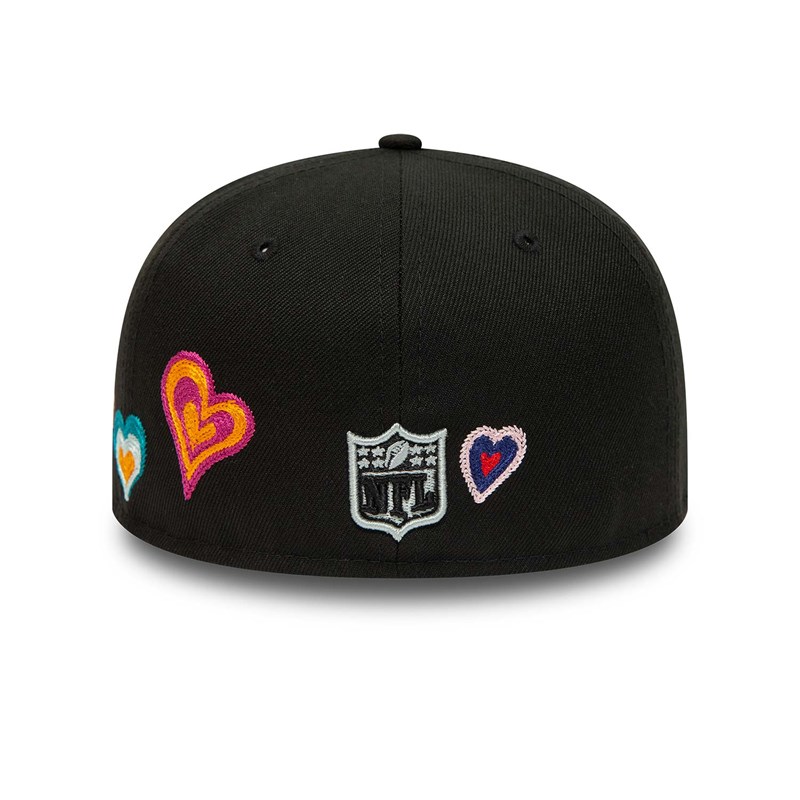 Black New Era Las Vegas Raiders Chain Stitch Heart Fitted Cap 59fifty | QSOR37041